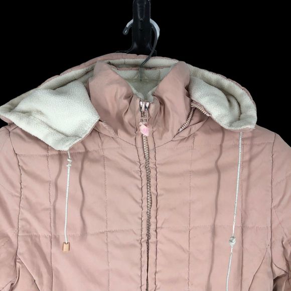 Girls SZ 10 Long Fleece Lined Puffer Coat w/Hood Full Zip Front and Pockets - Picture 3 of 8